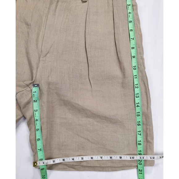 Polo Ralph Lauren Mens 35 Tan Beige 100% Linen Double Pleated Shorts Classic Fit - Picture 6 of 8